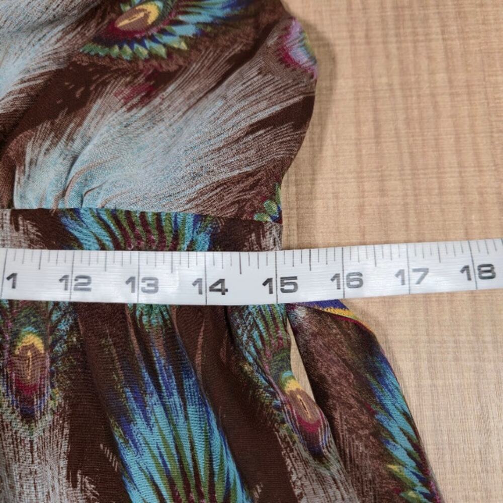 Charlotte Russe Peacock Feather Print Dress Size Small Brown Bohemian Whimsical - Picture 7 of 9